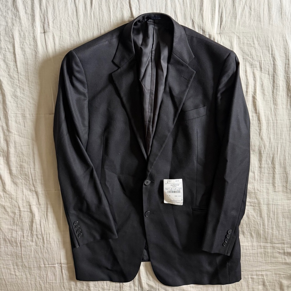 Joseph Abboud Ing Loro Piana Two Button Wool Balzer Sport Coat Jacket Black 46R‎